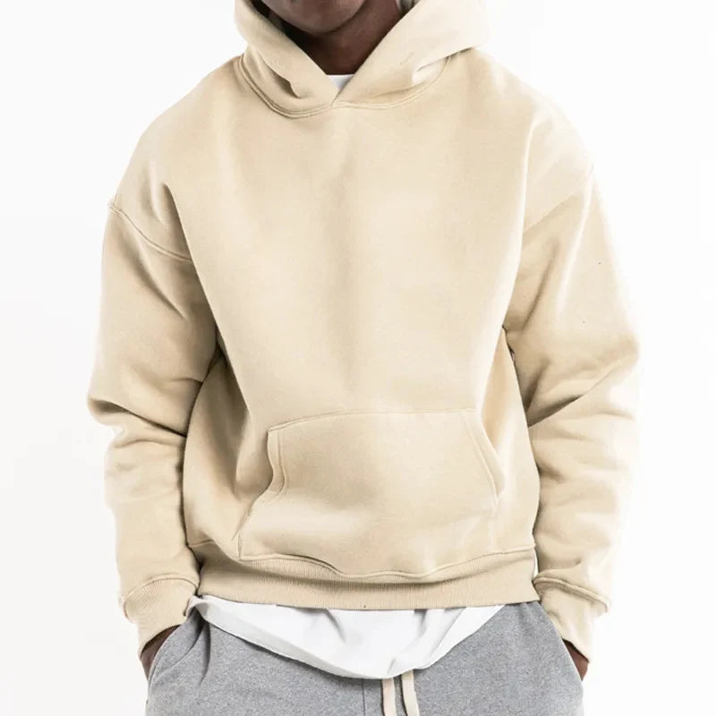 High Quality 500 GSM Cotton Thick Blank Plain Heavyweight Oversized Hoodies No String Unisex Custom Logo Plus Size Men's Hoodies