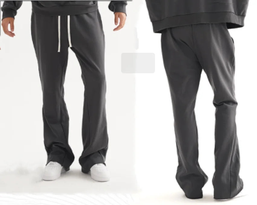 HY Trendy Loose-fit Flared Cotton Sweatpants With Fringe Details and a Drawstring Waist Perfect for Casual American Street Style