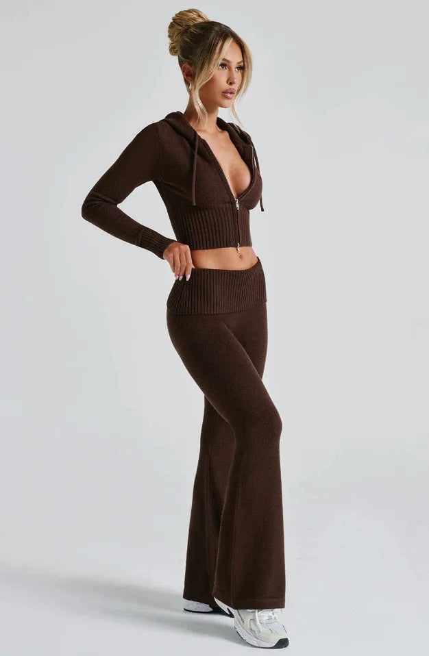 Women Fall 2026 Women Clothes  Fashion Cotton Fleece Tracksuit Set Women's Set Fashion Crop Top and Sweatpants