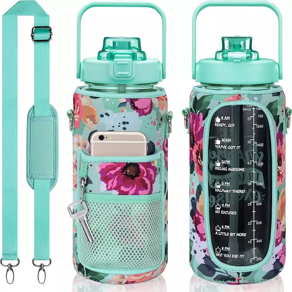 Plastic Water Bottles Sport Leak-proof Water Cup With Handle Sports Bottle Suitable for Men and Women Motivational Water Bottle