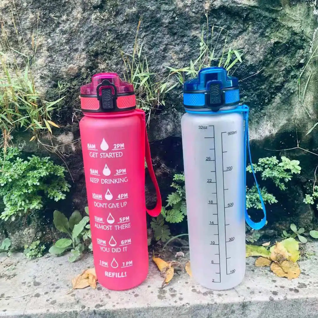 BPA Free Tritan Water Bottle Leak Proof Motivational Water Bottles with Times to Drink for Gym Water Bottles