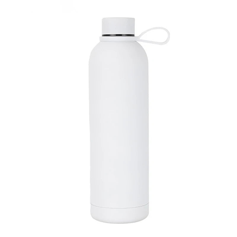 Double Wall Vacuum Insulated Narrow Mouth Stainless Steel Soft Rubber Coated Water Bottles with Custom Logo