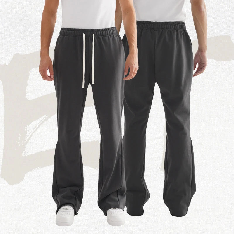 HY Trendy Loose-fit Flared Cotton Sweatpants With Fringe Details and a Drawstring Waist Perfect for Casual American Street Style