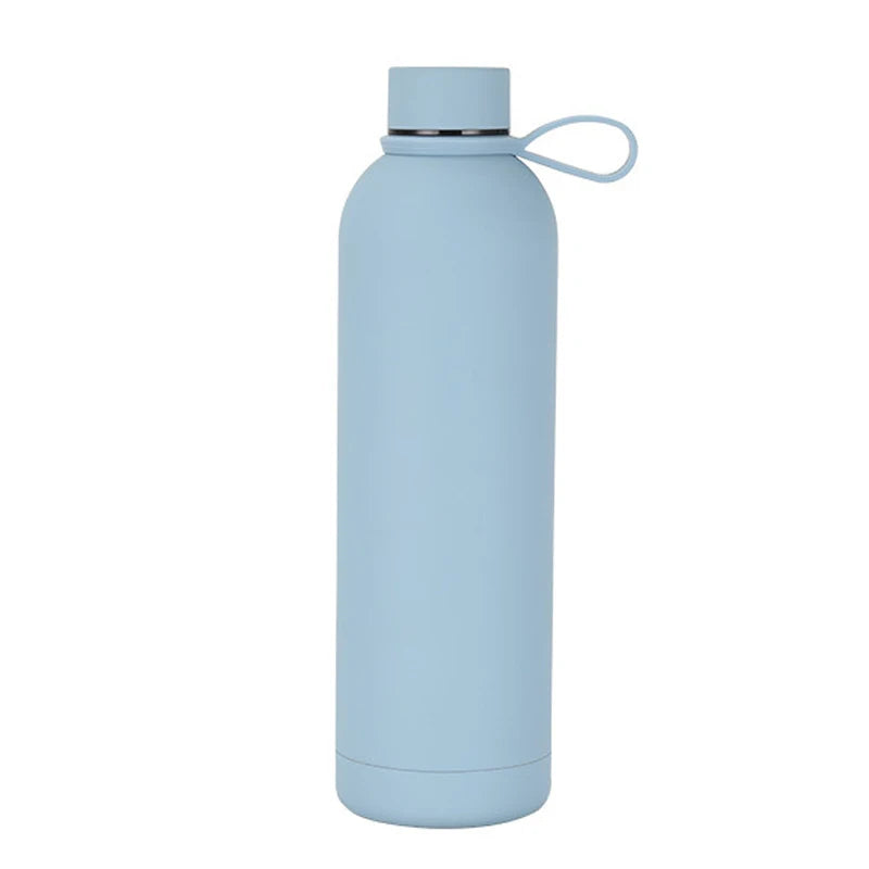 Double Wall Vacuum Insulated Narrow Mouth Stainless Steel Soft Rubber Coated Water Bottles with Custom Logo