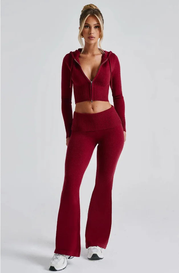 Women Fall 2026 Women Clothes  Fashion Cotton Fleece Tracksuit Set Women's Set Fashion Crop Top and Sweatpants