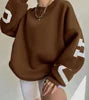 OEM Customized Logo Wholesale Fall Women Clothing Casual Long Sleeve Letter Printed Basic Pullover Sweatshirts