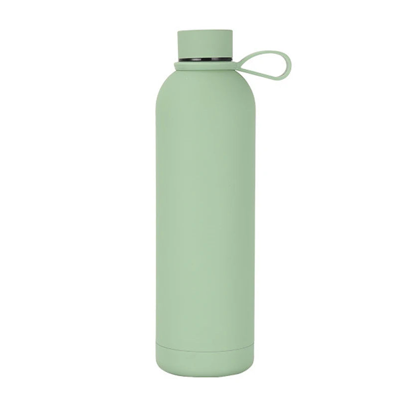 Double Wall Vacuum Insulated Narrow Mouth Stainless Steel Soft Rubber Coated Water Bottles with Custom Logo