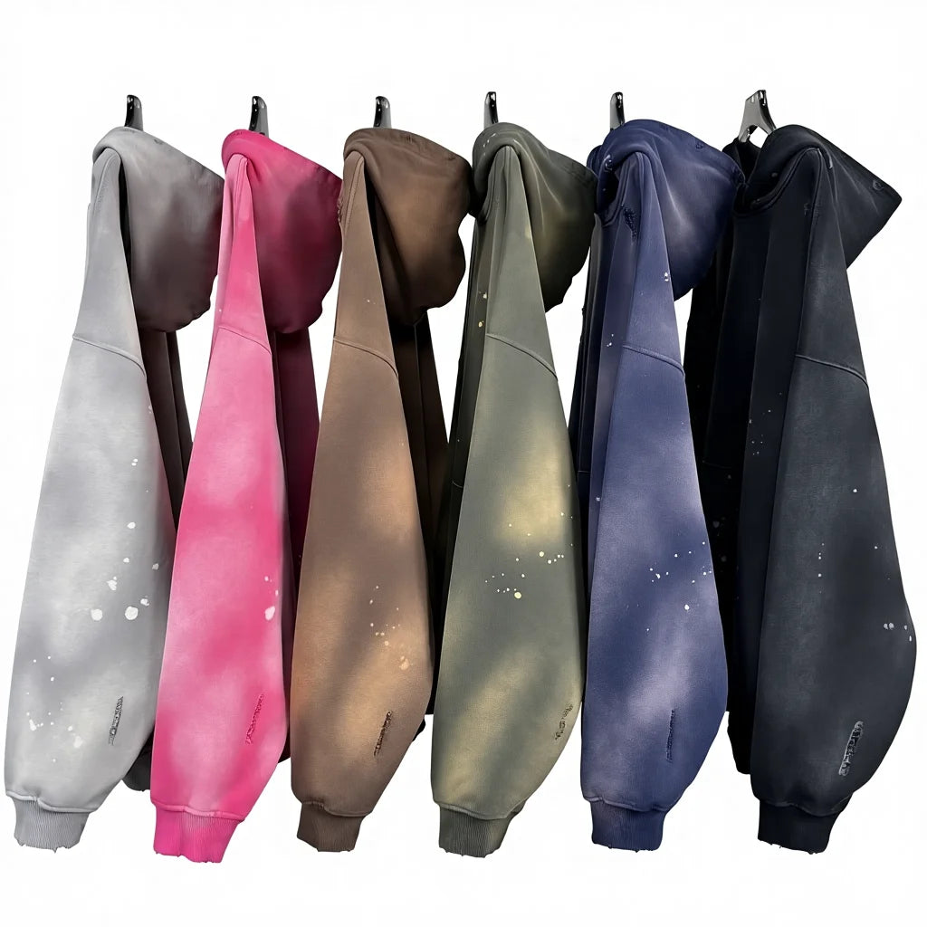 Top Quality 100% Cotton Men's Hoodies Sweatshirts Pullover Streetwear Tracksuits Heavyweight Puff Printing Hoodie for Men