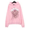 XX High-quality 100% Cotton Fleece Oversized SpiDer Shirt Long Sleeved Crochet Hooded Collar Powder Puff Print Spider Hoodie