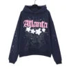XX High-quality 100% Cotton Fleece Oversized SpiDer Shirt Long Sleeved Crochet Hooded Collar Powder Puff Print Spider Hoodie