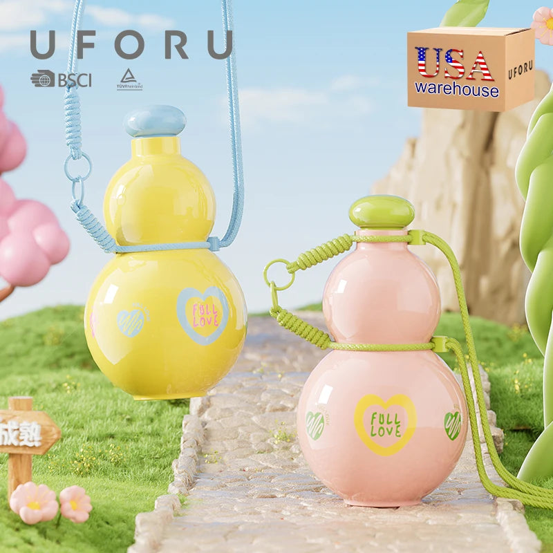 UFORU US Stock Children Fancy Cute Custom Water Bottles Drinking Bottle Plastic Kid Sports Water Bottle for Kids School