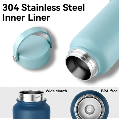 650ML 1000ML 1150ML Sport Insulated Water Bottle with Lid Leak & Spill Proof Premium Stainless Steel Water Bottles