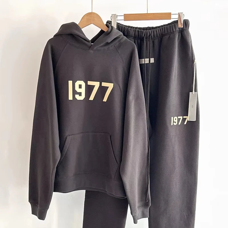 Men's High Quality 100% Cotton Anti-Wrinkle Jacket 1977 Autumn Oversized Hoodie with Full for Puff Print Knitted Custom
