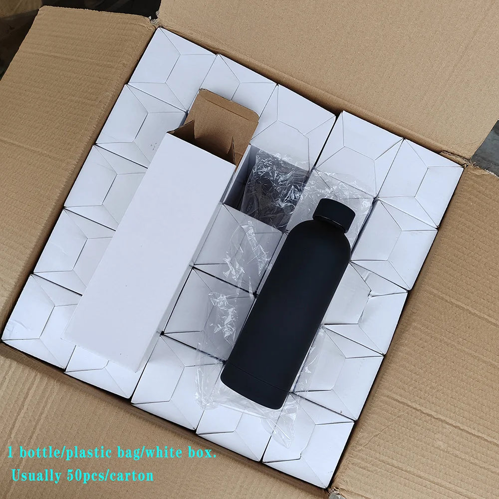 Double Wall Vacuum Insulated Narrow Mouth Stainless Steel Soft Rubber Coated Water Bottles with Custom Logo