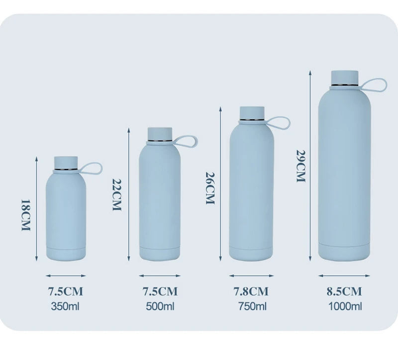 Double Wall Vacuum Insulated Narrow Mouth Stainless Steel Soft Rubber Coated Water Bottles with Custom Logo