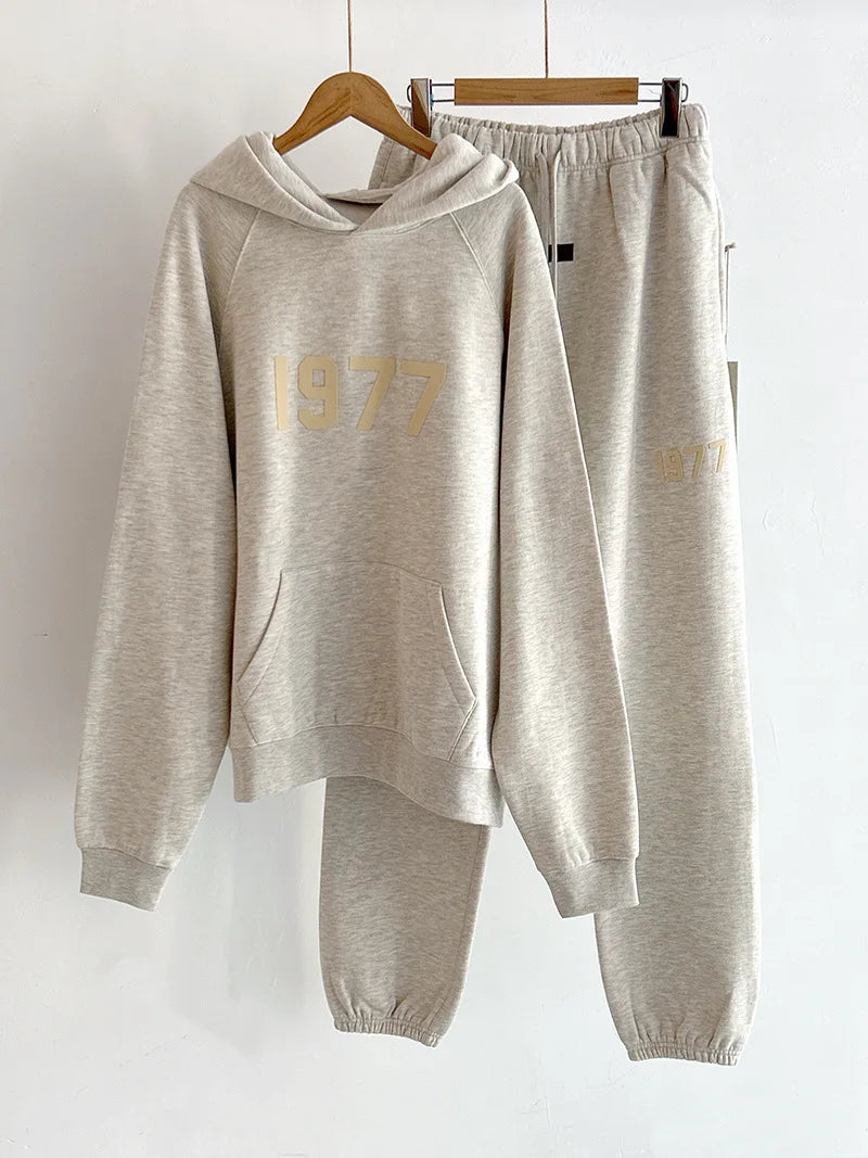 Men's High Quality 100% Cotton Anti-Wrinkle Jacket 1977 Autumn Oversized Hoodie with Full for Puff Print Knitted Custom