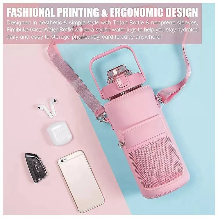 Plastic Water Bottles Sport Leak-proof Water Cup With Handle Sports Bottle Suitable for Men and Women Motivational Water Bottle