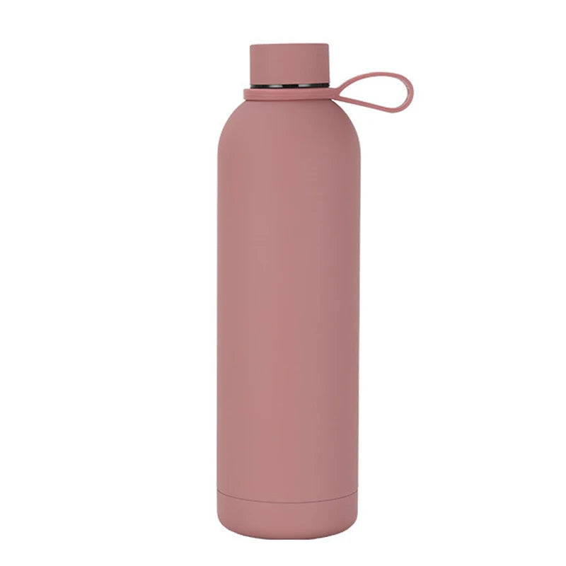 Double Wall Vacuum Insulated Narrow Mouth Stainless Steel Soft Rubber Coated Water Bottles with Custom Logo