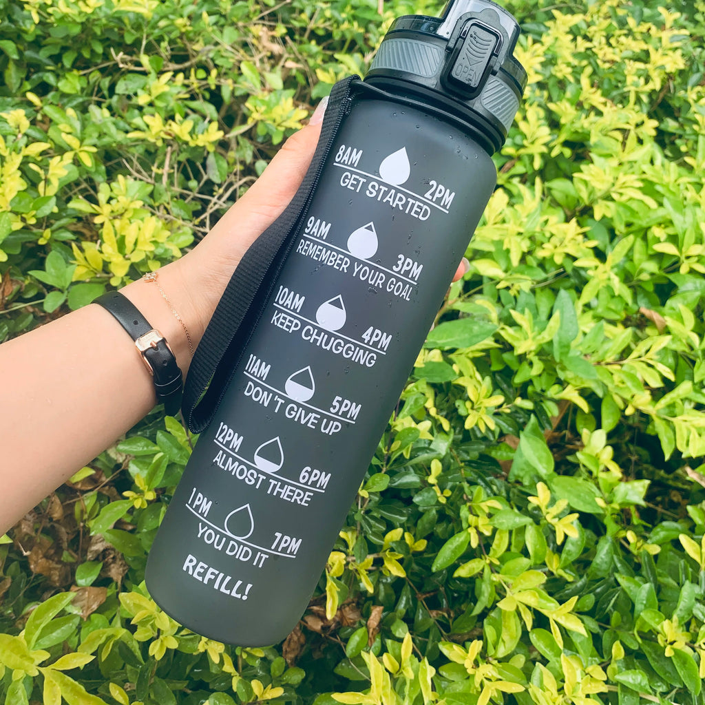 BPA Free Tritan Water Bottle Leak Proof Motivational Water Bottles with Times to Drink for Gym Water Bottles
