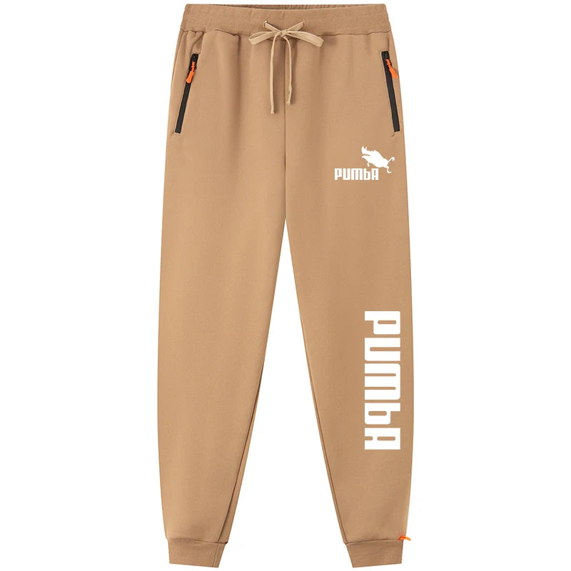 Autumn Winter Men's Casual Pants Loose Large Straight Leg Mid Waist Tight Leg Sports Pants PUMbA Pattern Print Jogger Sweatpants
