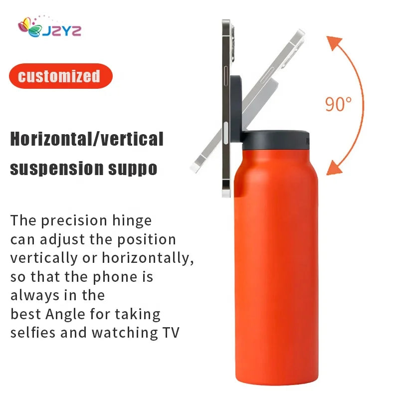 For JZYZ 2024 School Personalized 500Ml Steel Water Bottles with Magnetic Phone Holder 304 Stainless Steel Sport Bottle Racks