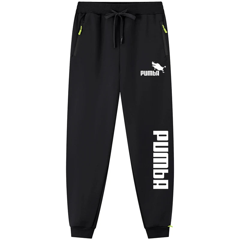 Autumn Winter Men's Casual Pants Loose Large Straight Leg Mid Waist Tight Leg Sports Pants PUMbA Pattern Print Jogger Sweatpants