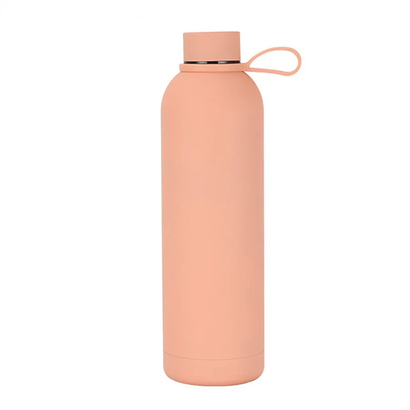 Double Wall Vacuum Insulated Narrow Mouth Stainless Steel Soft Rubber Coated Water Bottles with Custom Logo