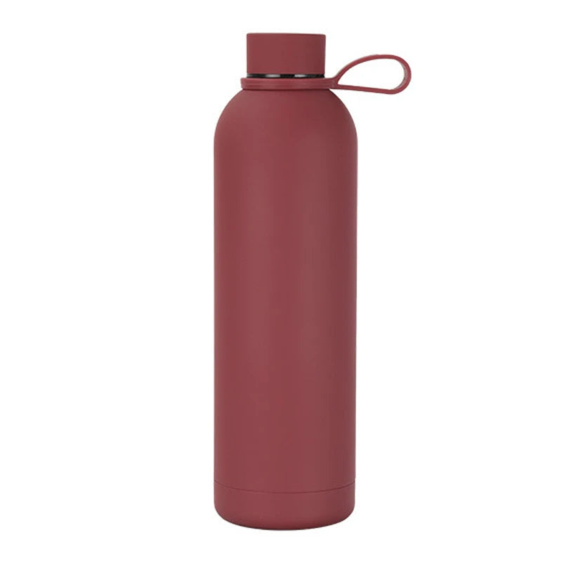 Double Wall Vacuum Insulated Narrow Mouth Stainless Steel Soft Rubber Coated Water Bottles with Custom Logo