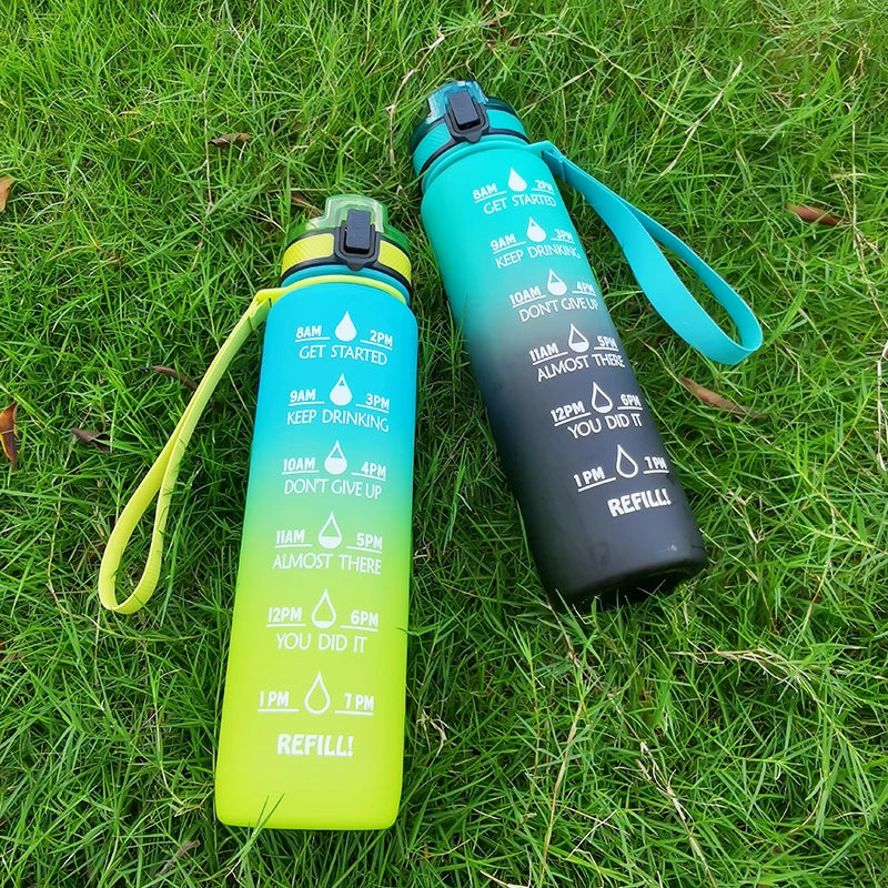 BPA Free Tritan Water Bottle Leak Proof Motivational Water Bottles with Times to Drink for Gym Water Bottles