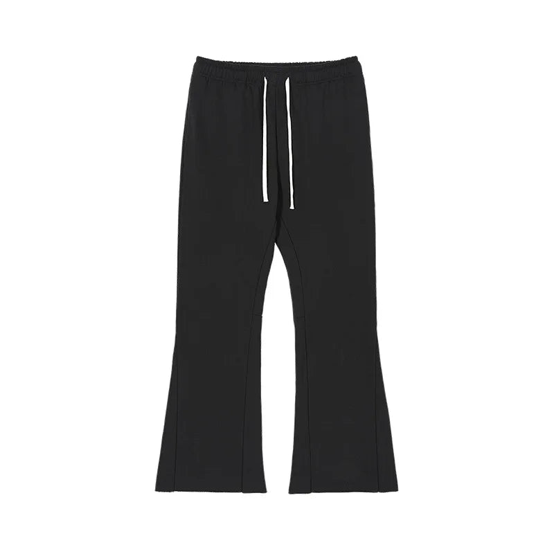 HY Trendy Loose-fit Flared Cotton Sweatpants With Fringe Details and a Drawstring Waist Perfect for Casual American Street Style