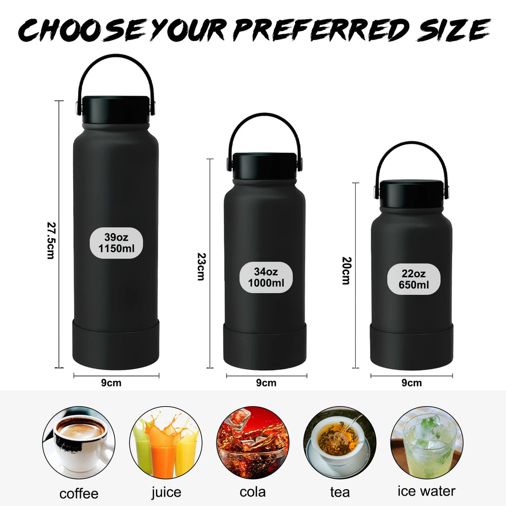 650ML 1000ML 1150ML Sport Insulated Water Bottle with Lid Leak & Spill Proof Premium Stainless Steel Water Bottles
