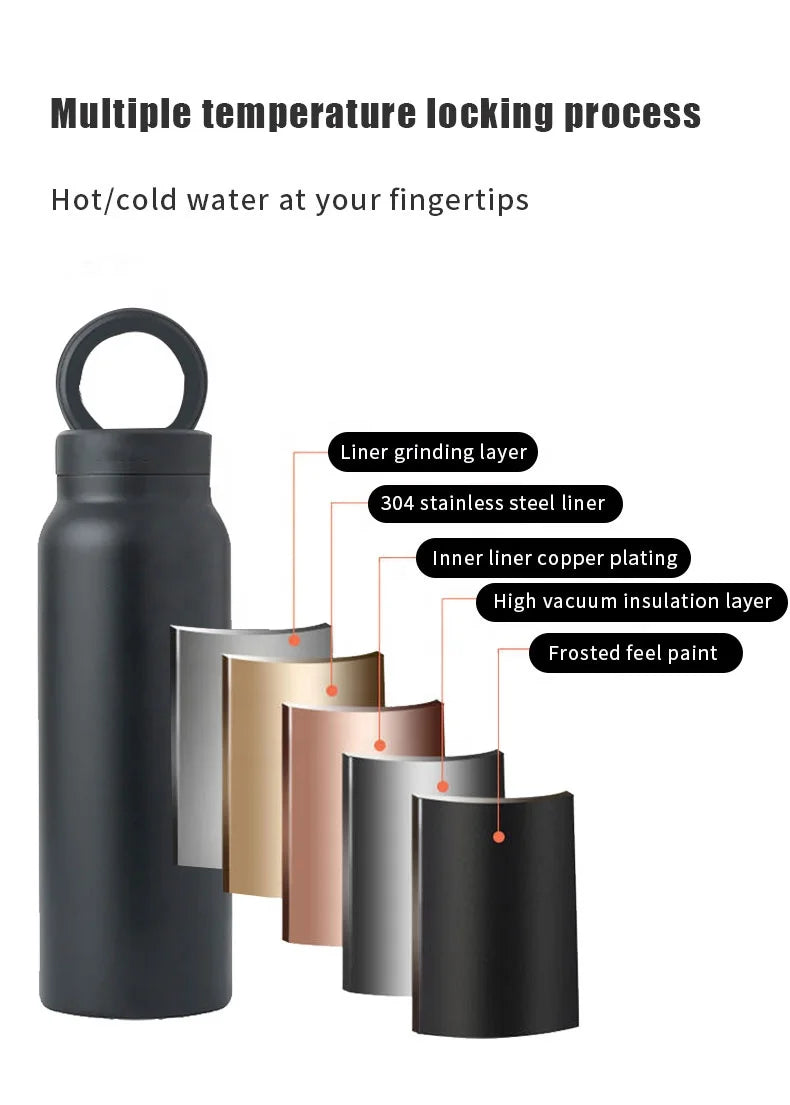 For JZYZ 2024 School Personalized 500Ml Steel Water Bottles with Magnetic Phone Holder 304 Stainless Steel Sport Bottle Racks