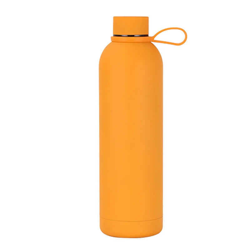 Double Wall Vacuum Insulated Narrow Mouth Stainless Steel Soft Rubber Coated Water Bottles with Custom Logo