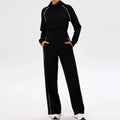 YIYI Spring High Neck Outdoor Workout Whole Zipper Jackets Sets With Pockets High Waist Sweatpants and Hoodie Set Women
