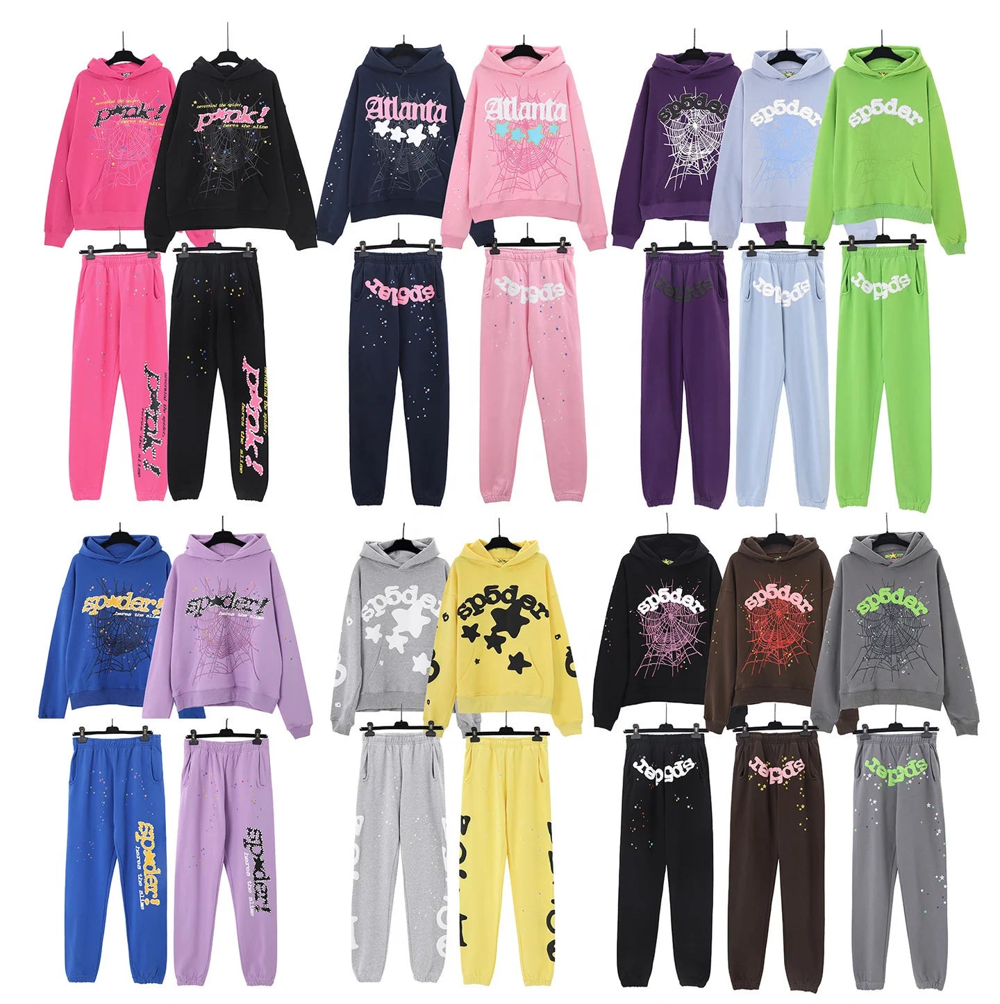 XX High-quality 100% Cotton Fleece Oversized SpiDer Shirt Long Sleeved Crochet Hooded Collar Powder Puff Print Spider Hoodie