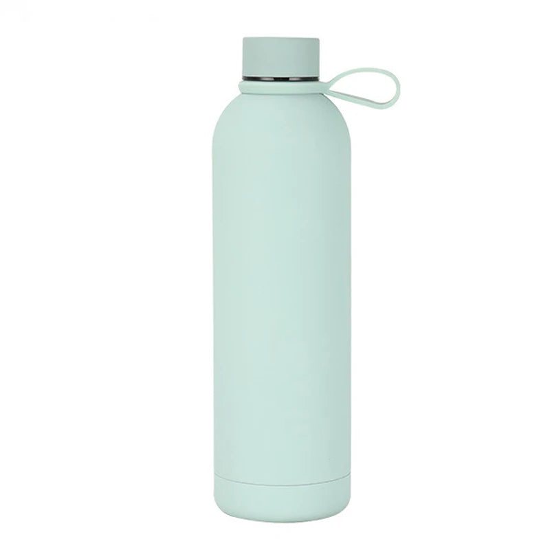 Double Wall Vacuum Insulated Narrow Mouth Stainless Steel Soft Rubber Coated Water Bottles with Custom Logo