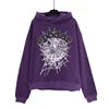 XX High-quality 100% Cotton Fleece Oversized SpiDer Shirt Long Sleeved Crochet Hooded Collar Powder Puff Print Spider Hoodie