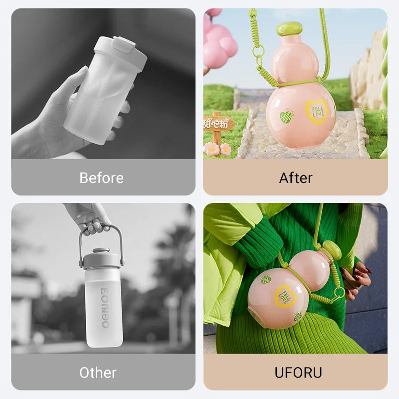 UFORU US Stock Children Fancy Cute Custom Water Bottles Drinking Bottle Plastic Kid Sports Water Bottle for Kids School