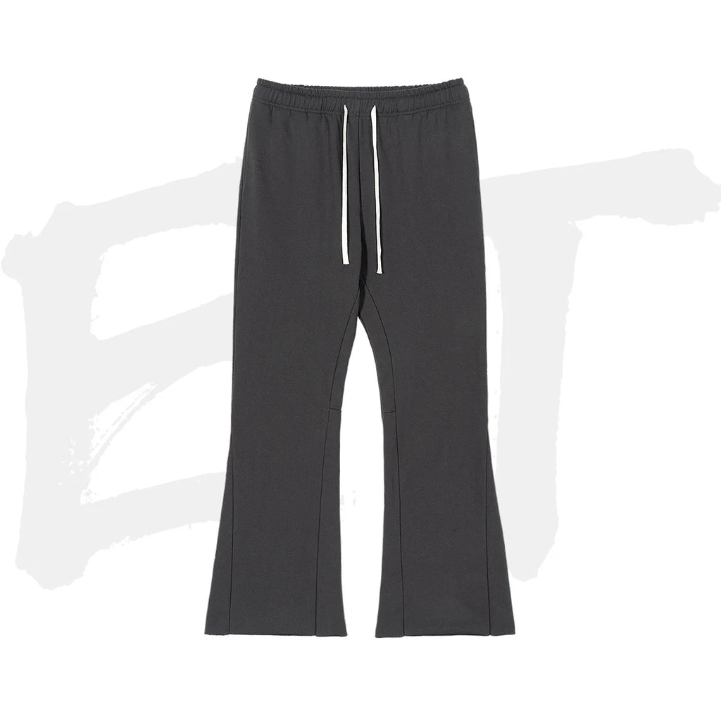 HY Trendy Loose-fit Flared Cotton Sweatpants With Fringe Details and a Drawstring Waist Perfect for Casual American Street Style