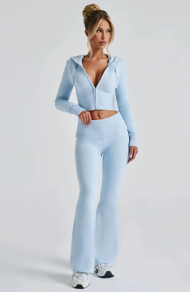 Women Fall 2026 Women Clothes  Fashion Cotton Fleece Tracksuit Set Women's Set Fashion Crop Top and Sweatpants