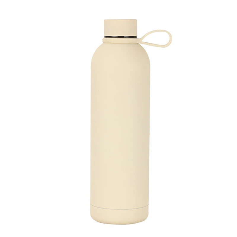 Double Wall Vacuum Insulated Narrow Mouth Stainless Steel Soft Rubber Coated Water Bottles with Custom Logo