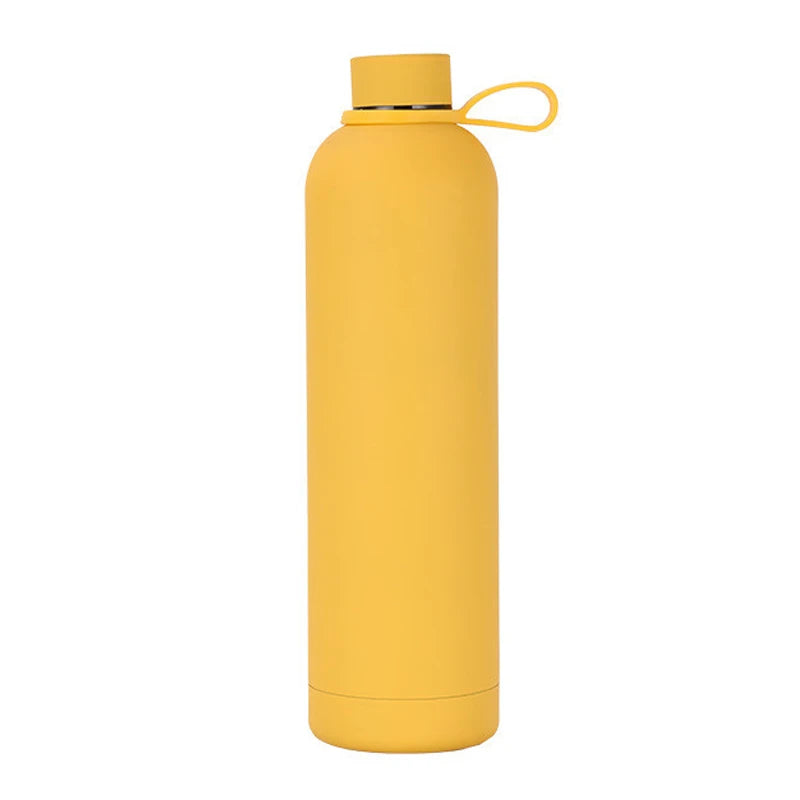 Double Wall Vacuum Insulated Narrow Mouth Stainless Steel Soft Rubber Coated Water Bottles with Custom Logo