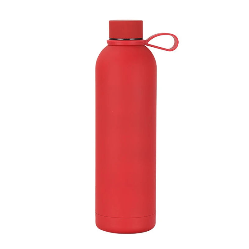 Double Wall Vacuum Insulated Narrow Mouth Stainless Steel Soft Rubber Coated Water Bottles with Custom Logo