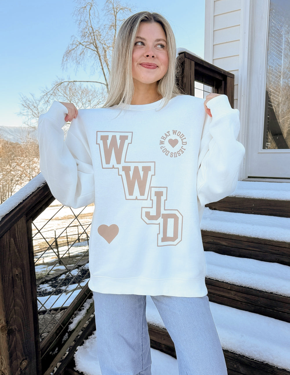 WWJD Varsity Unisex Crewneck